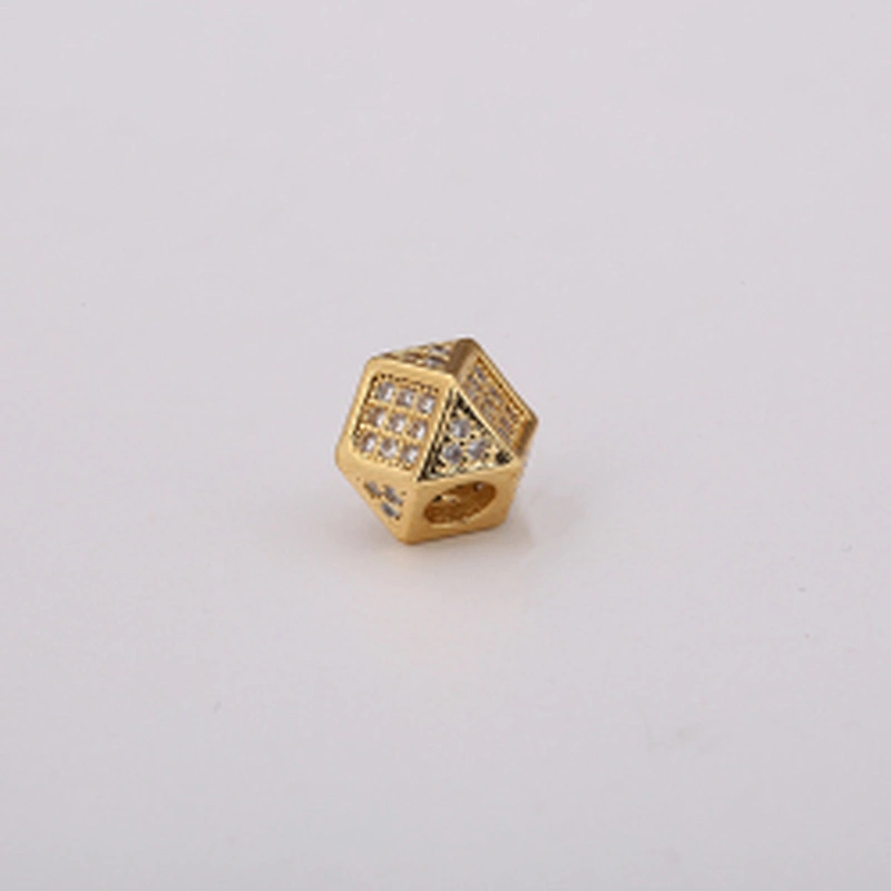 Cubic Brass Beads  Jewelry Making Supplies CZ Beads Jewelry Parts Pave Spacers Polygonal Big Hole Beads For DIY Jewelry Findings