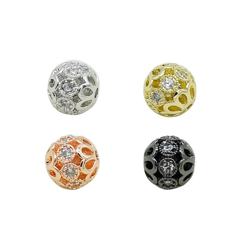 8mm Brass CZ Beads  Charms Bracelets Supplies  Earrings Making Material DIY  Flower Beads  Earring Components For Jewelry Making