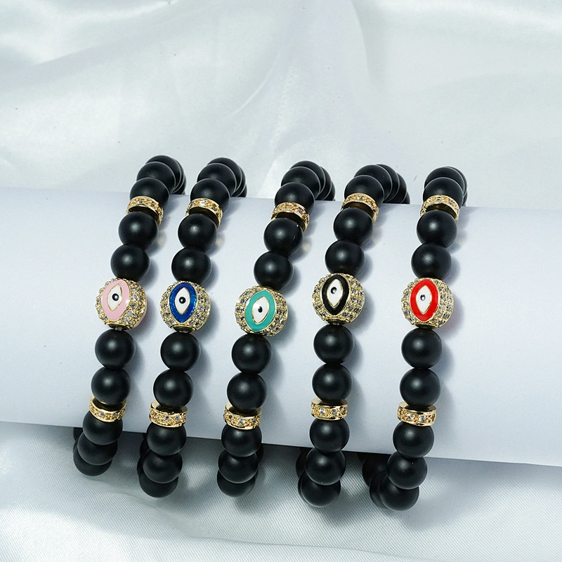 wholesale trendy beaded bracelets micro pave cubic zirconia mens beaded bracelets eye beads for bracelet making diy jewelri