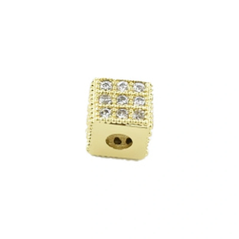 CZ Bead Cubic Brass Square Beads  Jewelry Parts  Spacer Beads  Jewelry Parts  Bracelet DIY Bracelet Charms  For Jewelry Findings