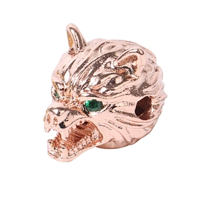 Beads Spacer Bracelet  Metal Jewelri Charms for Necklace Wolf Head Green Eyes Absesorios Para Bisutera Charms For Jewelry Making