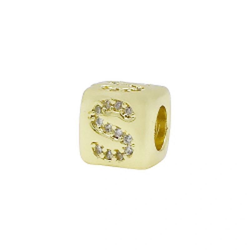 Alphabet Bead  Micro Pave Connectors  Bracelet DIY  Brass CZ Zirconia Beads Bracelet Accessories Letter Beads For Jewelry Making