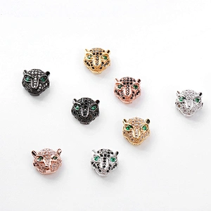CZ Cubic Bead Earrings Material Jewelry Leopard Brass Beads Spacer Accessories Jewelry Necklace Accessories For Jewelry Findings
