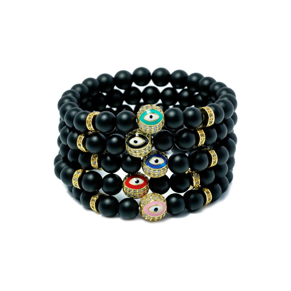 wholesale trendy beaded bracelets micro pave cubic zirconia mens beaded bracelets eye beads for bracelet making diy jewelri