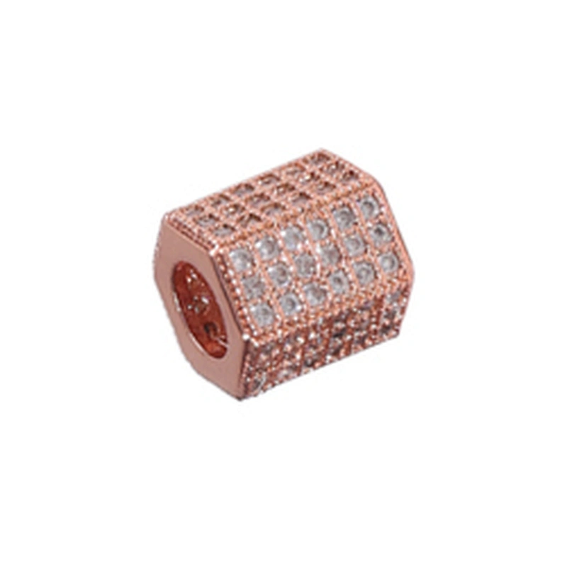 Tube Beads Micro Pave Connectors DIY Bracelet Charms Polygon Large Hole Brass Beads Jewellery Charms For Jewelry Making Bracelet