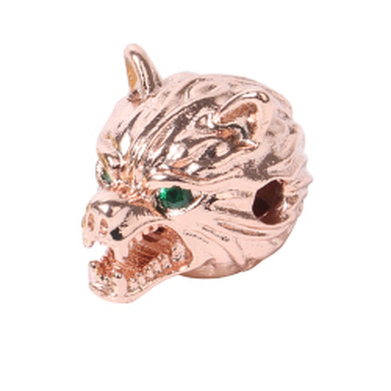 Beads Spacer Bracelet  Metal Jewelri Charms for Necklace Wolf Head Green Eyes Absesorios Para Bisutera Charms For Jewelry Making