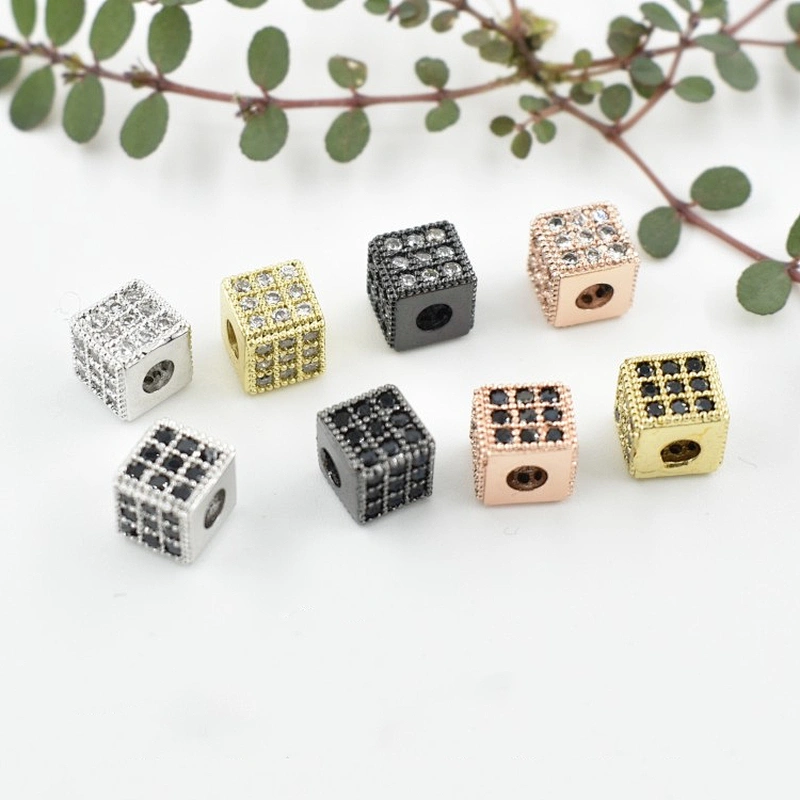 CZ Bead Cubic Brass Square Beads  Jewelry Parts  Spacer Beads  Jewelry Parts  Bracelet DIY Bracelet Charms  For Jewelry Findings