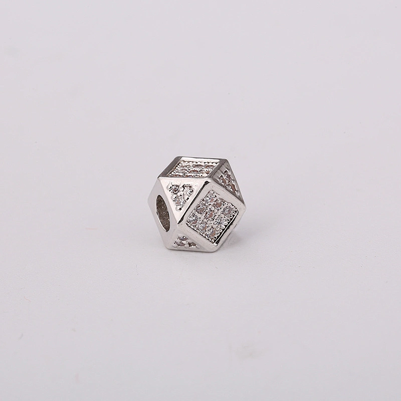 Cubic Brass Beads  Jewelry Making Supplies CZ Beads Jewelry Parts Pave Spacers Polygonal Big Hole Beads For DIY Jewelry Findings