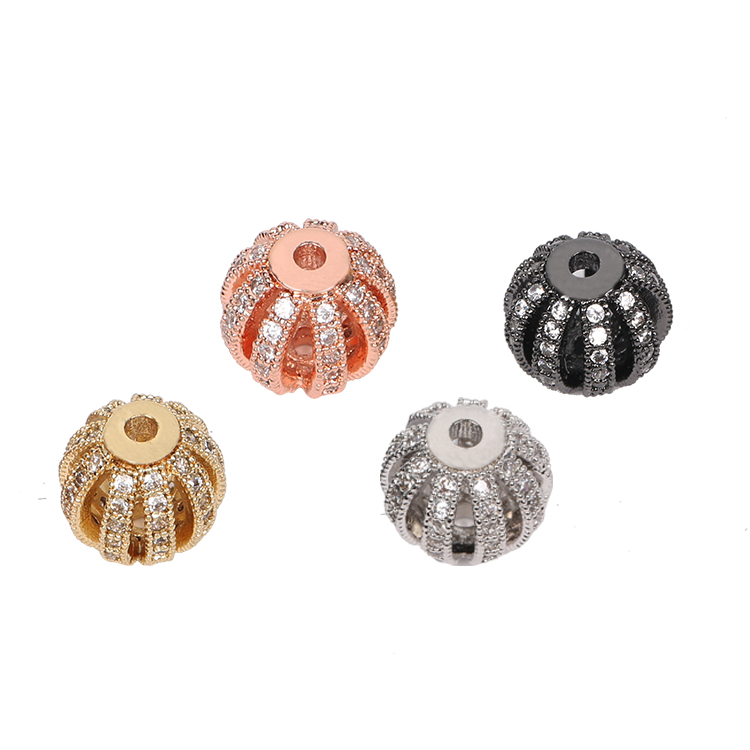 Brass Beads Watermelon Bracelet DIY CZ Jewelry Necklace Micro Pave Connectors Hairpin Accessories Round Beads For Jewelry Making