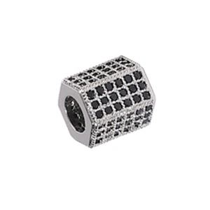 Tube Beads Micro Pave Connectors DIY Bracelet Charms Polygon Large Hole Brass Beads Jewellery Charms For Jewelry Making Bracelet