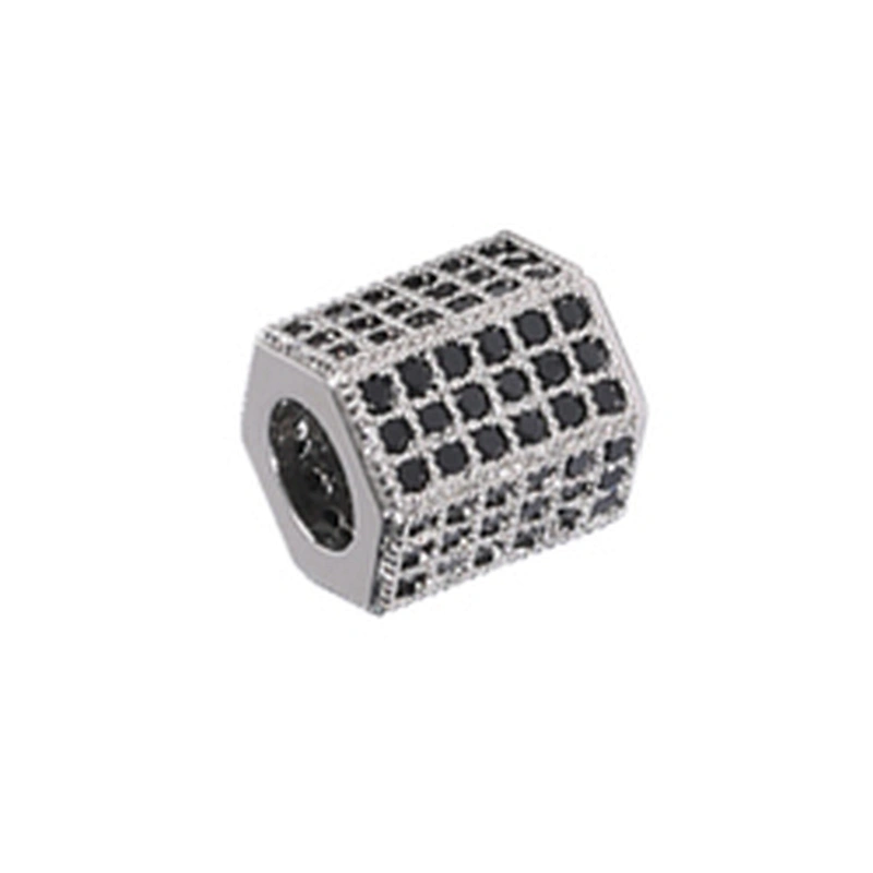 Tube Beads Micro Pave Connectors DIY Bracelet Charms Polygon Large Hole Brass Beads Jewellery Charms For Jewelry Making Bracelet