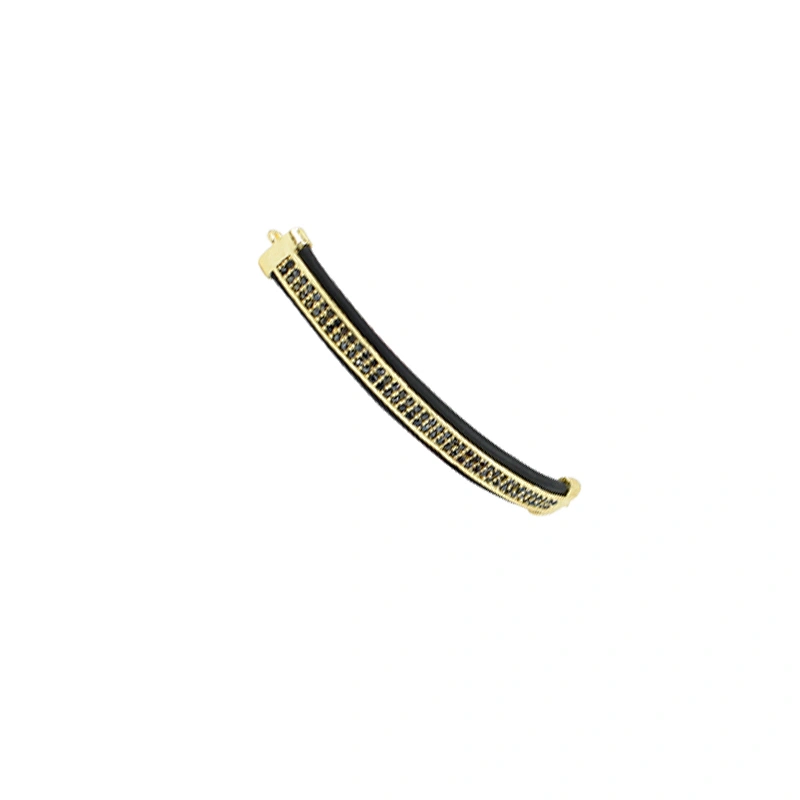 Jewelry Making Supplies Micro Pave Brass Zircon Findings Long Curved Tube Gold Plated Chains Connector for Bracelet Making