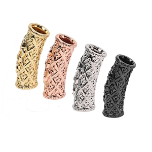 Brass Iris Curved Pave Tube Beads Bracelet Cross Charms Micro Pave Connectors Tube Beads Earring Components For Jewelry Making