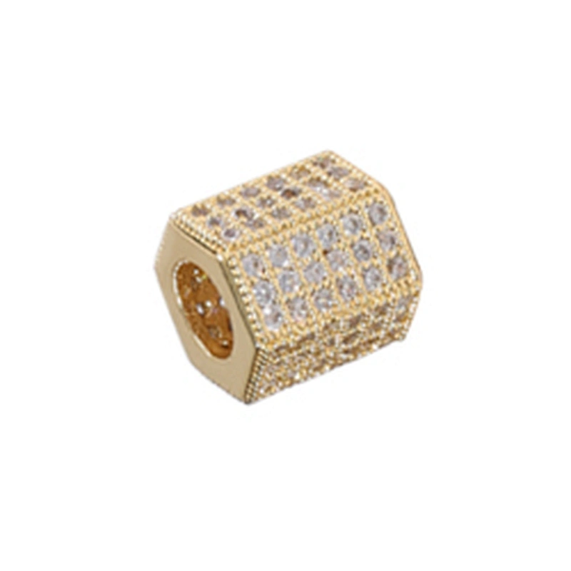 Tube Beads Micro Pave Connectors DIY Bracelet Charms Polygon Large Hole Brass Beads Jewellery Charms For Jewelry Making Bracelet
