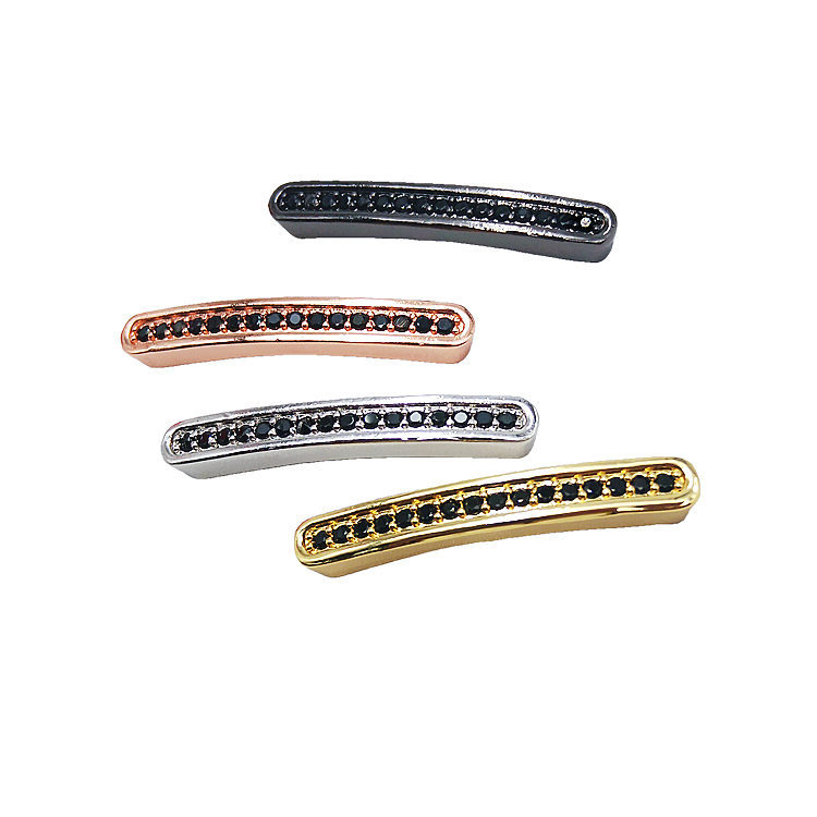 Cubic Zirconia Brass Curved Tube Beads Earrings Making Material Findings & Components Bracelet Accessories  For Jewelry Findings