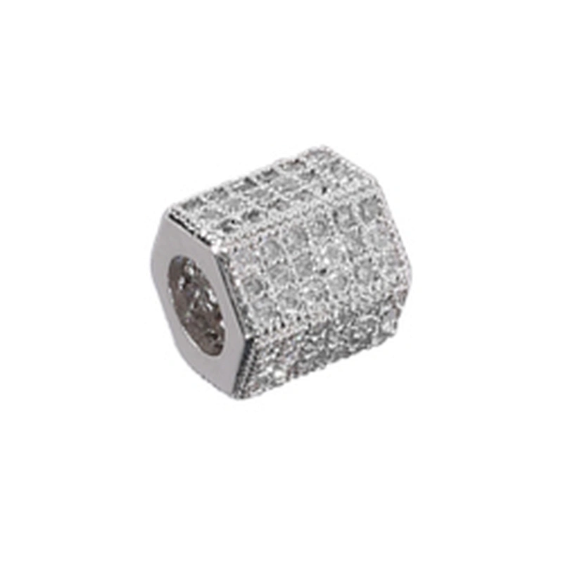 Tube Beads Micro Pave Connectors DIY Bracelet Charms Polygon Large Hole Brass Beads Jewellery Charms For Jewelry Making Bracelet