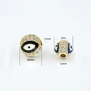8mm Eye shape Beads for Jewelry Making Gold Plated Jewelry Bracelet Cubic Zirconia DIY Round Epoxy Spacer Jewelry Accessories