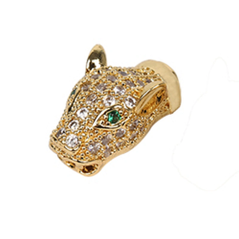 Brass Micro Pave Spacers  Leopard Head Green Eyes Beads  Microset Spacer  DIY Jewelry Making Supplies Jewellery Making Materials