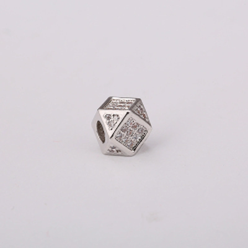 Cubic Brass Beads  Jewelry Making Supplies CZ Beads Jewelry Parts Pave Spacers Polygonal Big Hole Beads For DIY Jewelry Findings