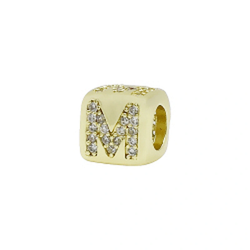 Alphabet Bead  Micro Pave Connectors  Bracelet DIY  Brass CZ Zirconia Beads Bracelet Accessories Letter Beads For Jewelry Making