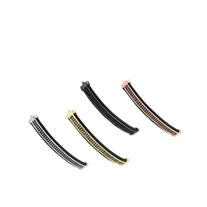 Jewelry Making Supplies Micro Pave Brass Zircon Findings Long Curved Tube Gold Plated Chains Connector for Bracelet Making