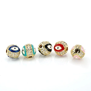 10mm Eye shape Beads for Jewelry Making Round Epoxy Spacer Gold Plated Jewelry Bracelets Cubic Zirconia DIY  Jewelry Accessories
