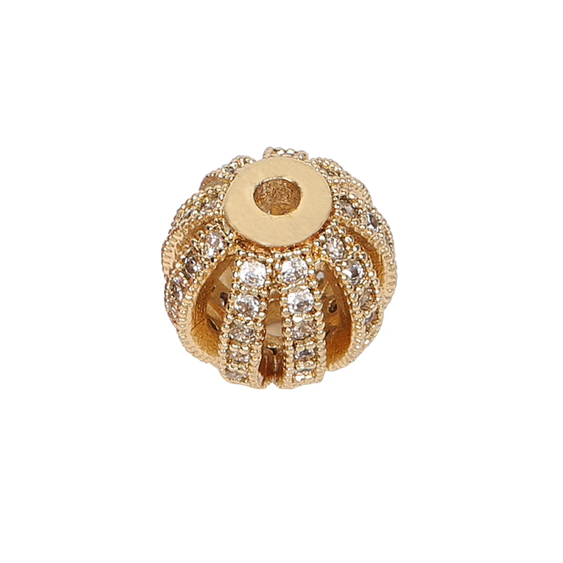 Brass Beads Watermelon Bracelet DIY CZ Jewelry Necklace Micro Pave Connectors Hairpin Accessories Round Beads For Jewelry Making