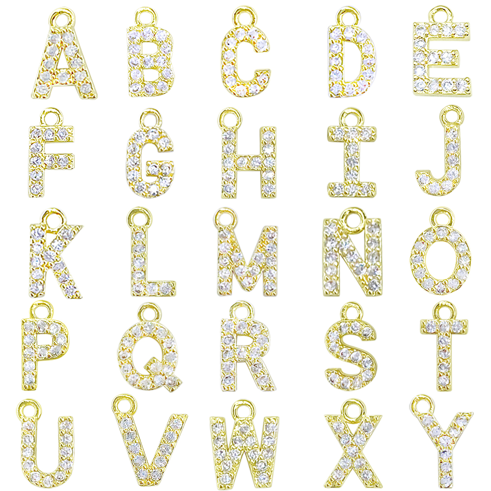 Micro Pave Pendants pave charms Bracelet diy earring charming part Bracelet Accessories Pendant letter charms for jewelry making