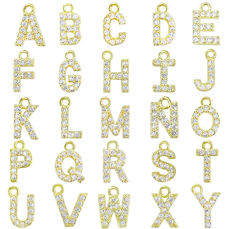 Micro Pave Pendants pave charms Bracelet diy earring charming part Bracelet Accessories Pendant letter charms for jewelry making