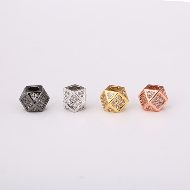 Cubic Brass Beads  Jewelry Making Supplies CZ Beads Jewelry Parts Pave Spacers Polygonal Big Hole Beads For DIY Jewelry Findings