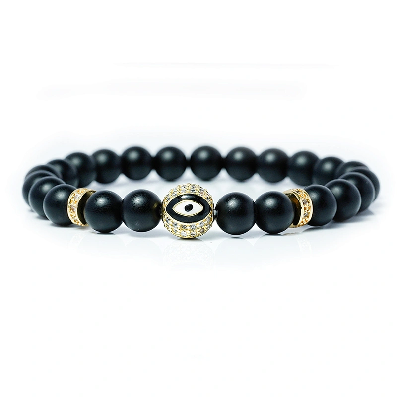 wholesale trendy beaded bracelets micro pave cubic zirconia mens beaded bracelets eye beads for bracelet making diy jewelri