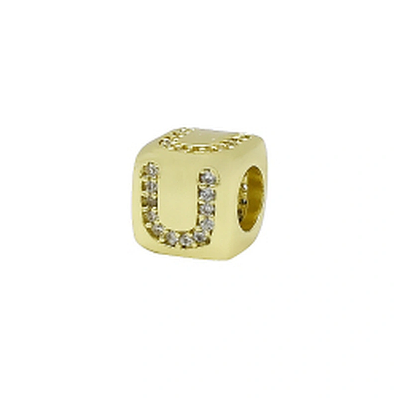 Alphabet Bead  Micro Pave Connectors  Bracelet DIY  Brass CZ Zirconia Beads Bracelet Accessories Letter Beads For Jewelry Making