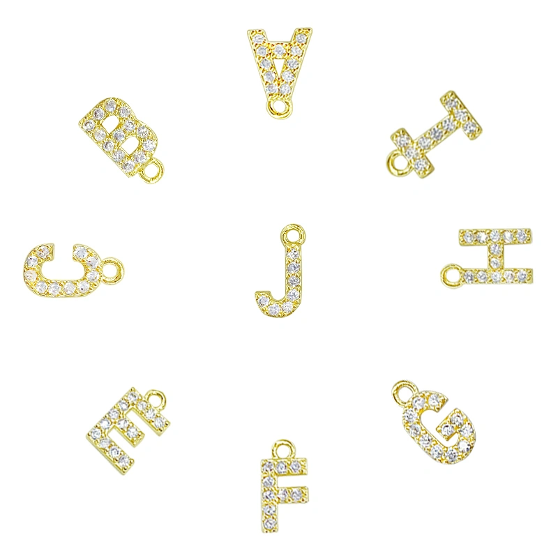 Micro Pave Pendants pave charms Bracelet diy earring charming part Bracelet Accessories Pendant letter charms for jewelry making