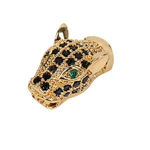 Brass Micro Pave Spacers  Leopard Head Green Eyes Beads  Microset Spacer  DIY Jewelry Making Supplies Jewellery Making Materials