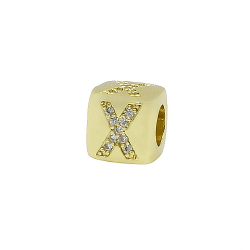 Alphabet Bead  Micro Pave Connectors  Bracelet DIY  Brass CZ Zirconia Beads Bracelet Accessories Letter Beads For Jewelry Making