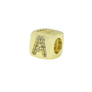 Alphabet Bead  Micro Pave Connectors  Bracelet DIY  Brass CZ Zirconia Beads Bracelet Accessories Letter Beads For Jewelry Making