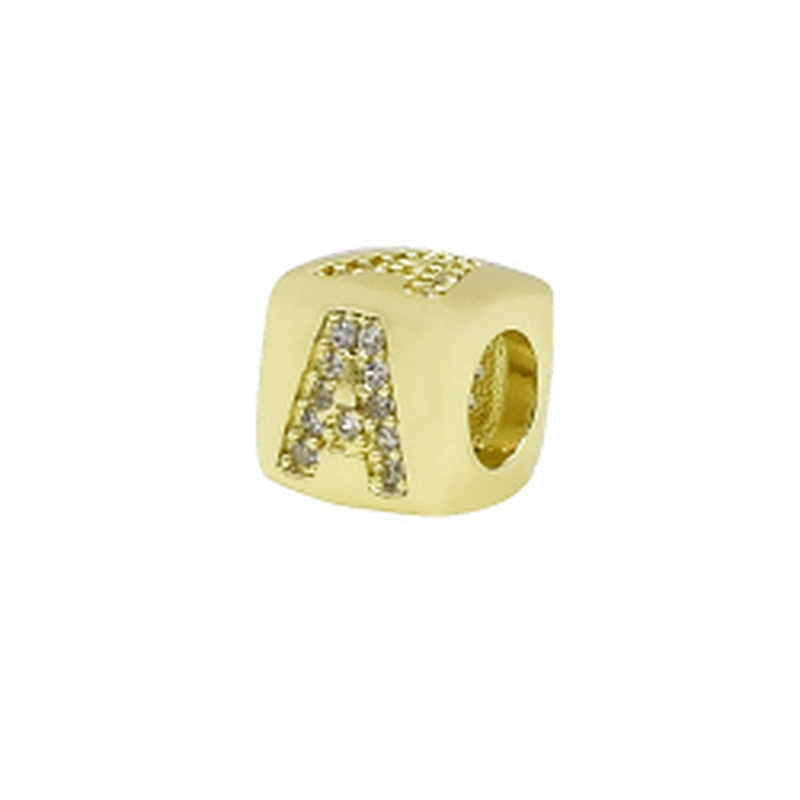 Alphabet Bead  Micro Pave Connectors  Bracelet DIY  Brass CZ Zirconia Beads Bracelet Accessories Letter Beads For Jewelry Making