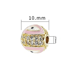 10mm Eye shape Beads for Jewelry Making Round Epoxy Spacer Gold Plated Jewelry Bracelets Cubic Zirconia DIY  Jewelry Accessories