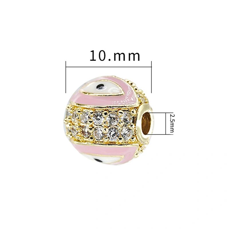 10mm Eye shape Beads for Jewelry Making Round Epoxy Spacer Gold Plated Jewelry Bracelets Cubic Zirconia DIY  Jewelry Accessories
