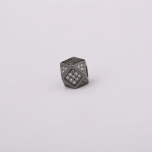 Cubic Brass Beads  Jewelry Making Supplies CZ Beads Jewelry Parts Pave Spacers Polygonal Big Hole Beads For DIY Jewelry Findings