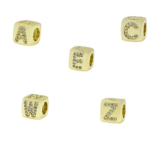 Alphabet Bead  Micro Pave Connectors  Bracelet DIY  Brass CZ Zirconia Beads Bracelet Accessories Letter Beads For Jewelry Making
