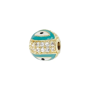 8mm Eye shape Beads for Jewelry Making Gold Plated Jewelry Bracelet Cubic Zirconia DIY Round Epoxy Spacer Jewelry Accessories