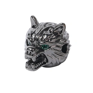 Beads Spacer Bracelet  Metal Jewelri Charms for Necklace Wolf Head Green Eyes Absesorios Para Bisutera Charms For Jewelry Making