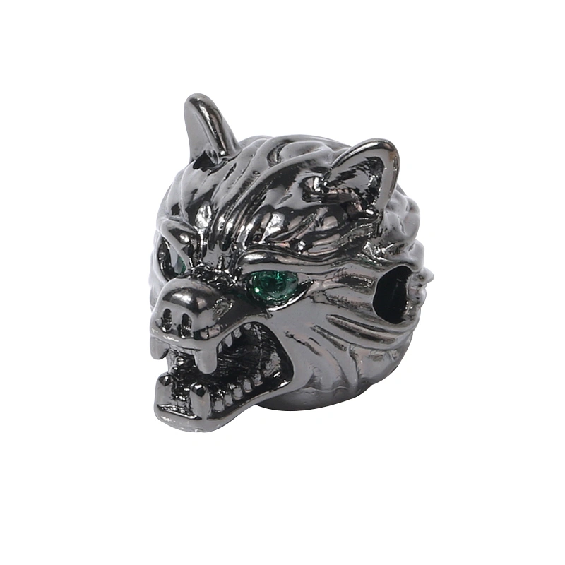 Beads Spacer Bracelet  Metal Jewelri Charms for Necklace Wolf Head Green Eyes Absesorios Para Bisutera Charms For Jewelry Making