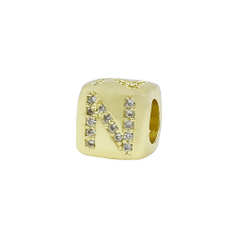 Alphabet Bead  Micro Pave Connectors  Bracelet DIY  Brass CZ Zirconia Beads Bracelet Accessories Letter Beads For Jewelry Making