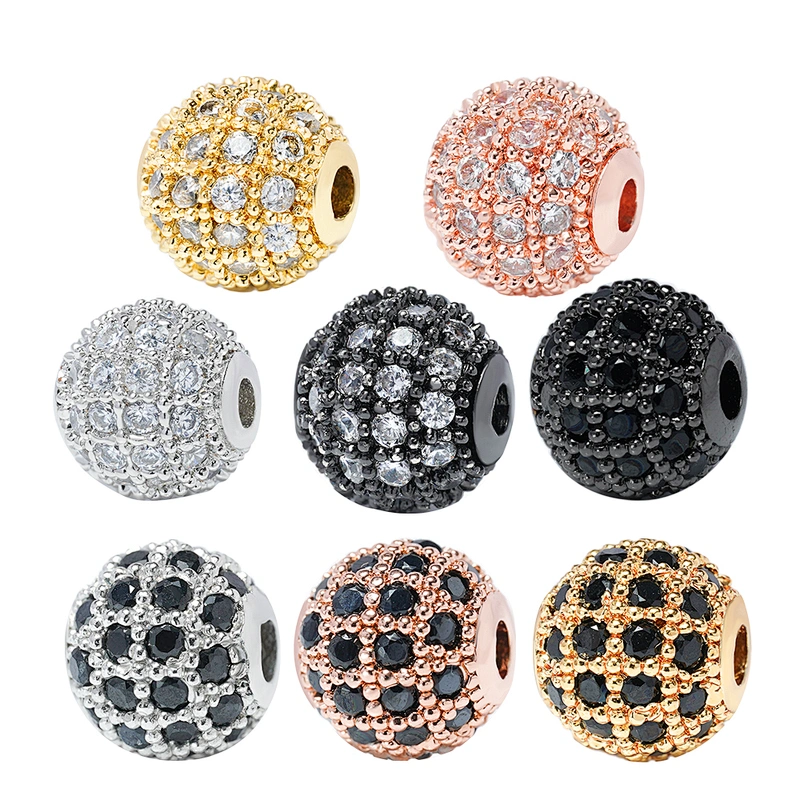 8mm CZ Spacer Beads Jewelry Parts Making Wholesalers Earring Charms Necklaces Micro Pave DIY Round Beads for Jewelry Making