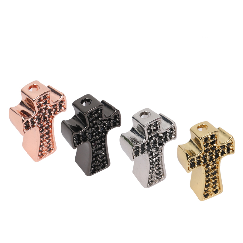 Cross Charms Brass Jewellery Beads  Micro Pave Connectors Jewelry Findings Charm Earrings Material  Pendants For Bracelet making