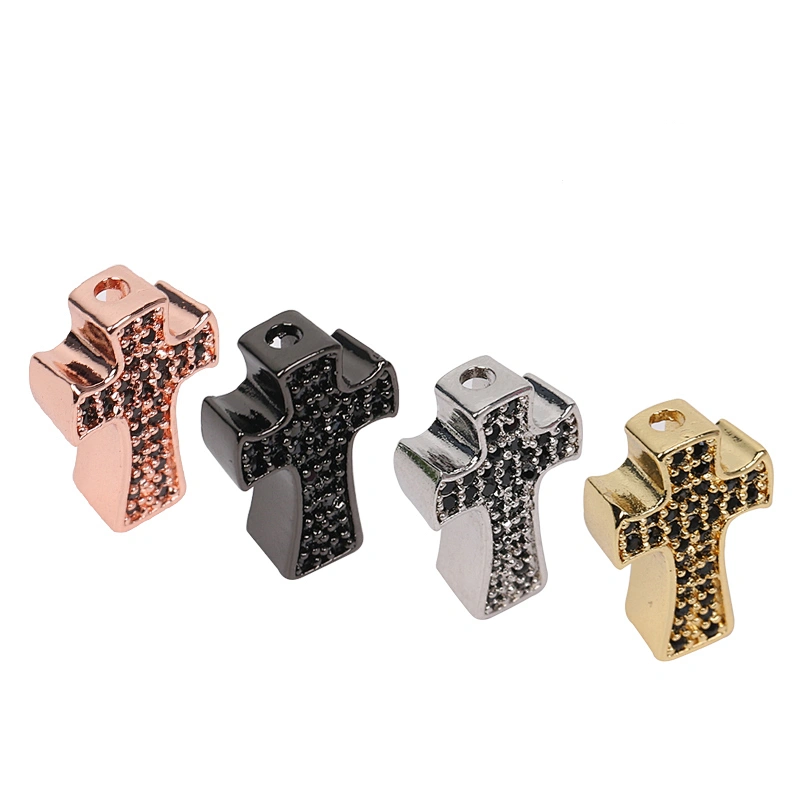Cross Charms Brass Jewellery Beads  Micro Pave Connectors Jewelry Findings Charm Earrings Material  Pendants For Bracelet making