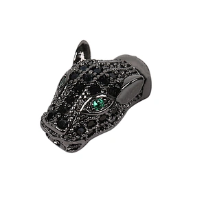 Brass Micro Pave Spacers  Leopard Head Green Eyes Beads  Microset Spacer  DIY Jewelry Making Supplies Jewellery Making Materials
