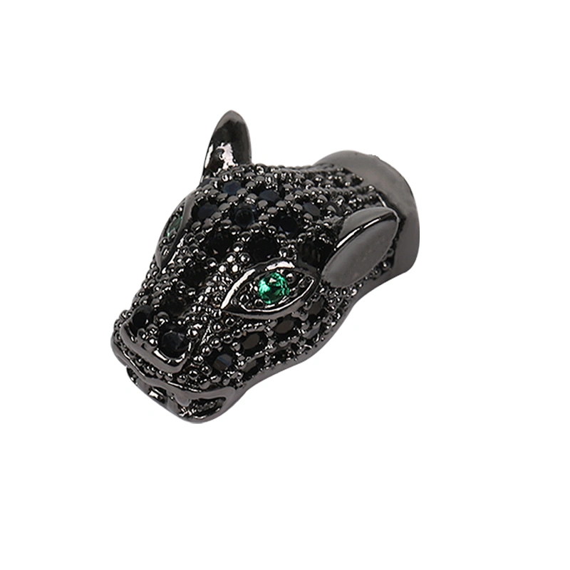 Brass Micro Pave Spacers  Leopard Head Green Eyes Beads  Microset Spacer  DIY Jewelry Making Supplies Jewellery Making Materials